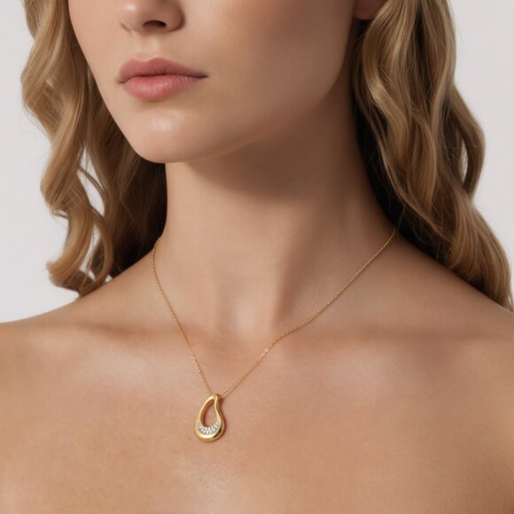 Teardrop Gold 14K (or 18k upon request) Yellow Gold Pendant Necklace - Picture 3 of 5